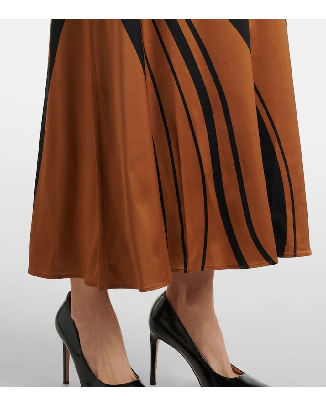 LaDoubleJ Brown Clingy Swing Floral Satin Maxi Dress