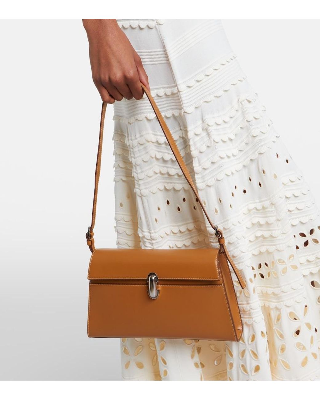 SAVETTE Brown Symmetry Leather Shoulder Bag
