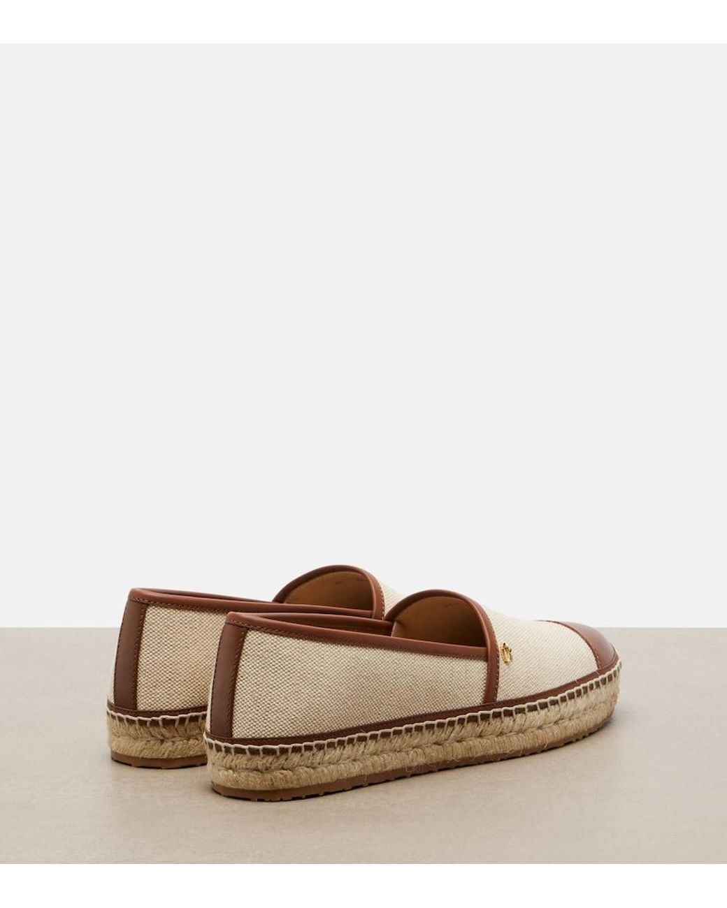 Gianvito Rossi Brown Leather-Trimmed Canvas Espadrilles