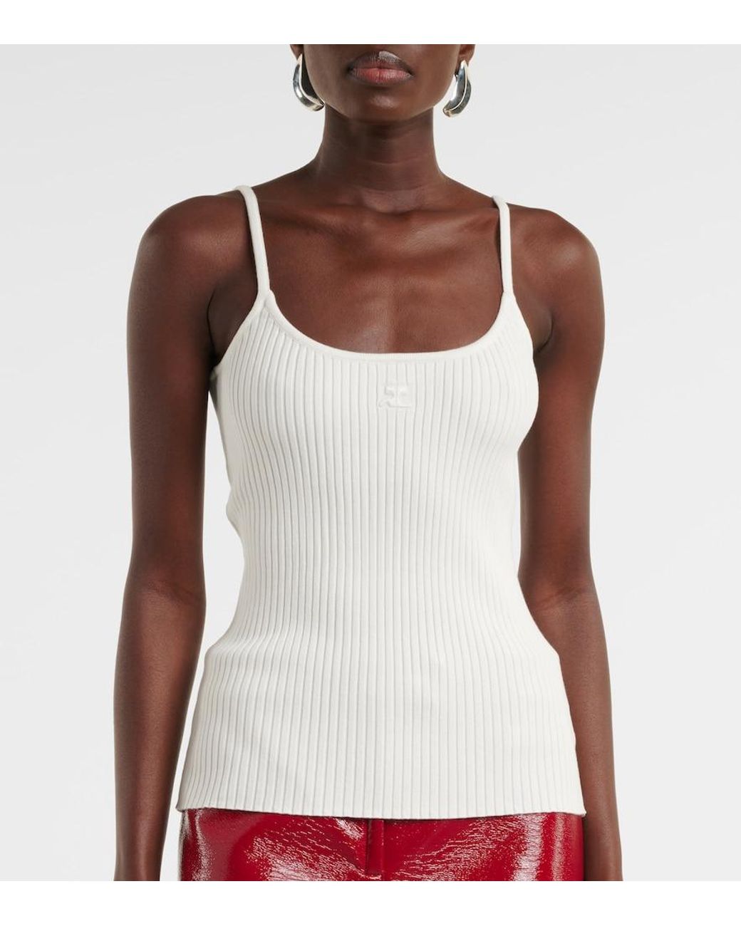 Courreges White Reedition Ribbed-Knit Top