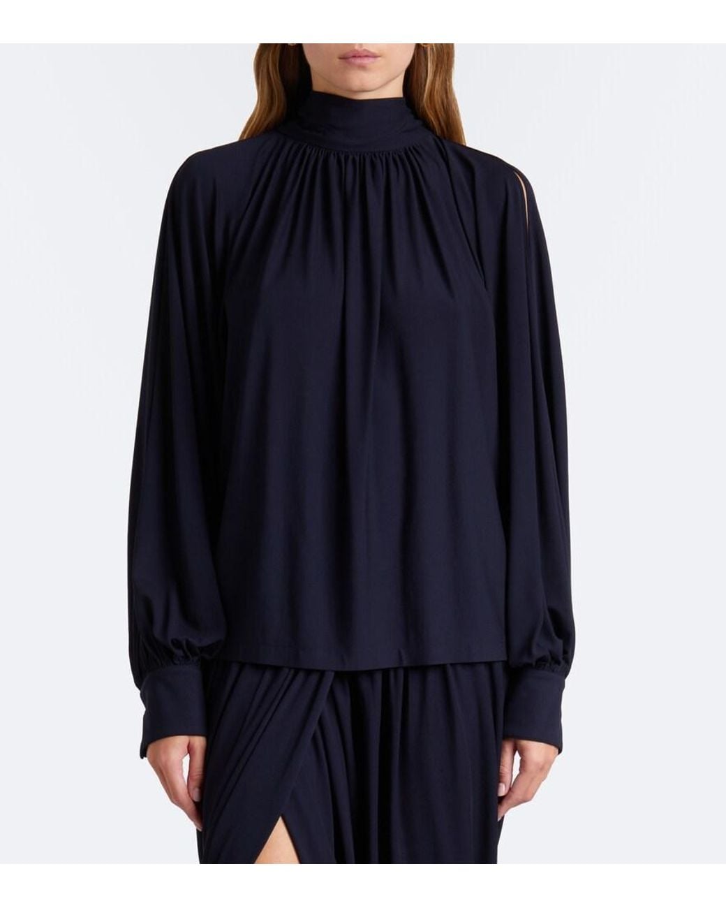 Ferragamo Blue Draped Blouse