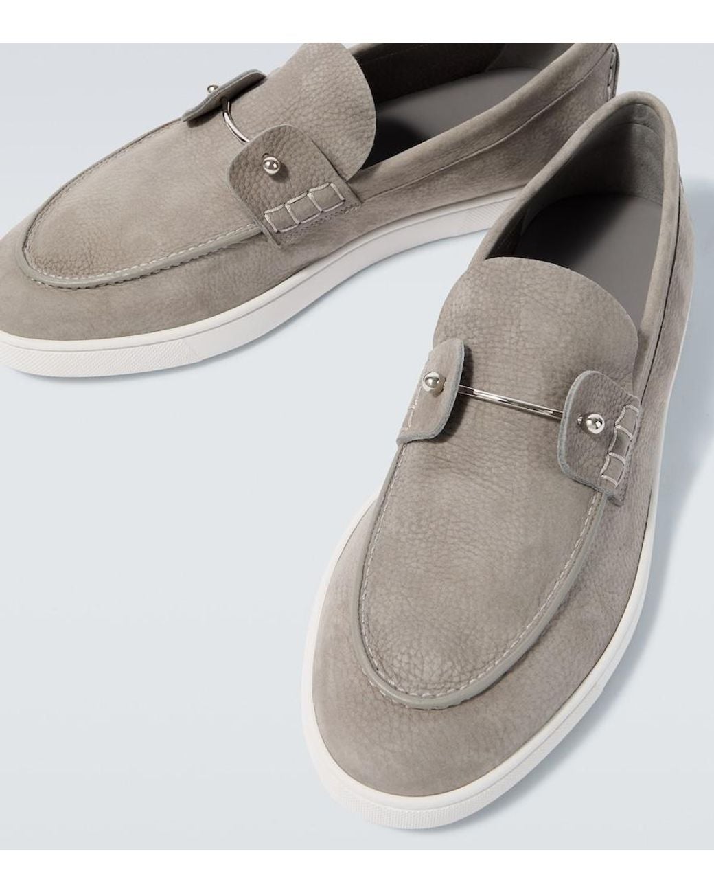 Christian Louboutin White Chambeliboat Leather Slip-On Shoes for men