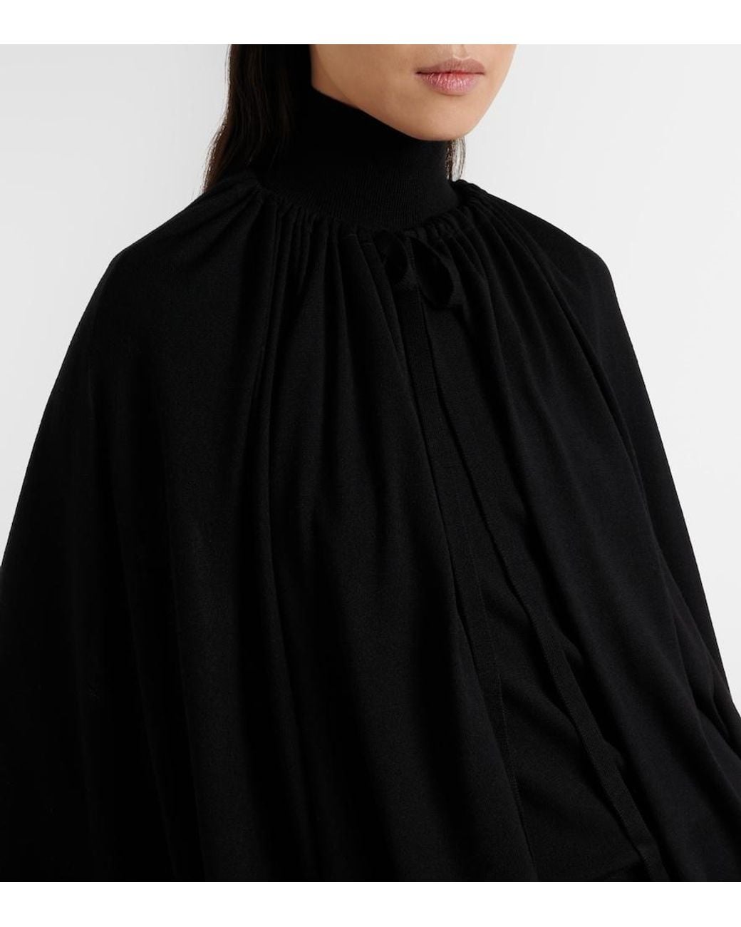Totême Black Wool And Silk Jersey Cape