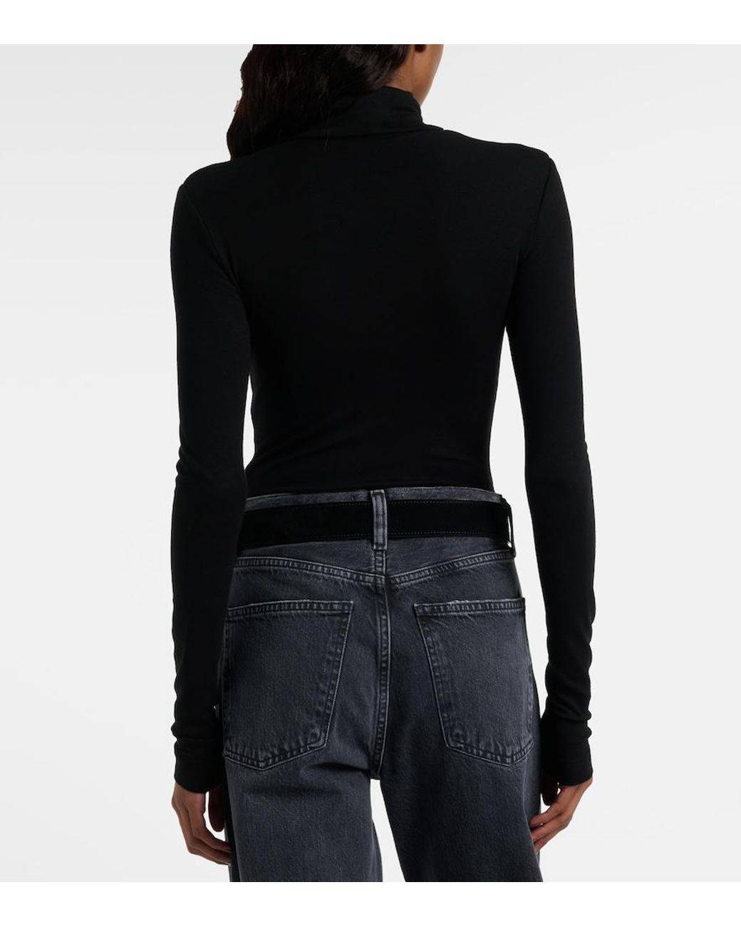 Agolde Black Wilma Jersey Turtleneck Bodysuit