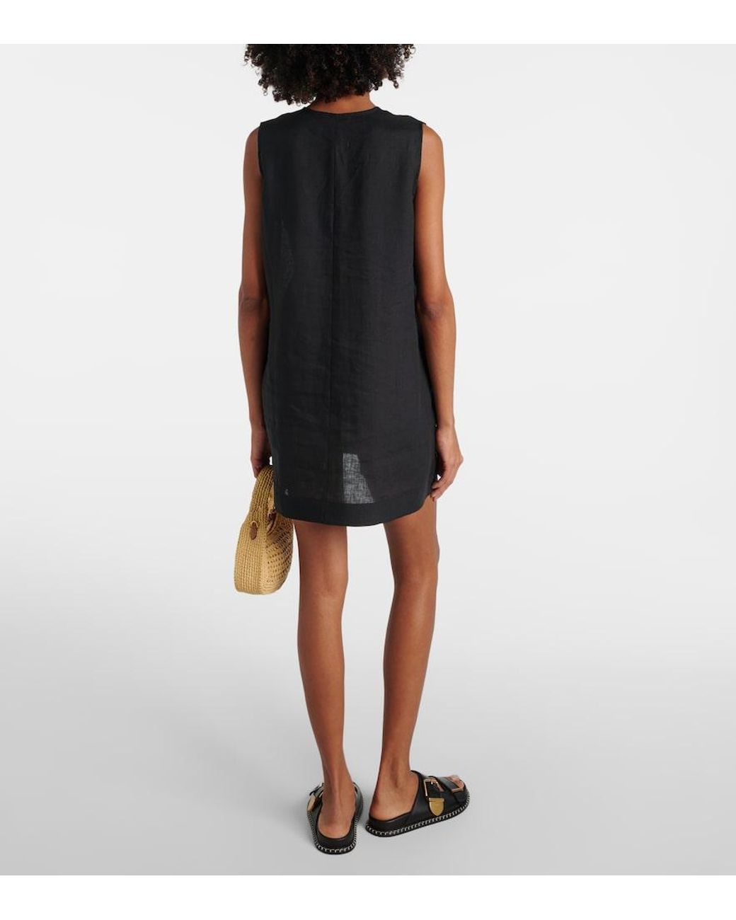 Asceno Black Derya Linen Minidress