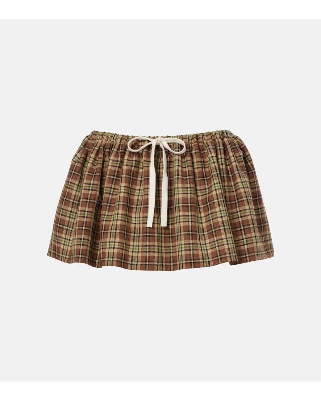 Miu Miu Multicolor Wool Plaid Mini Skirt