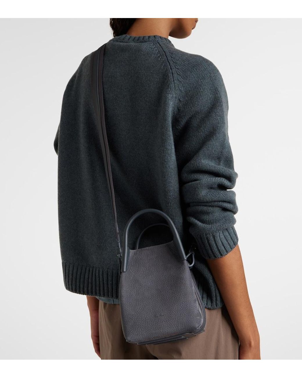 Loro Piana Black Bale Micro Leather Bucket Bag