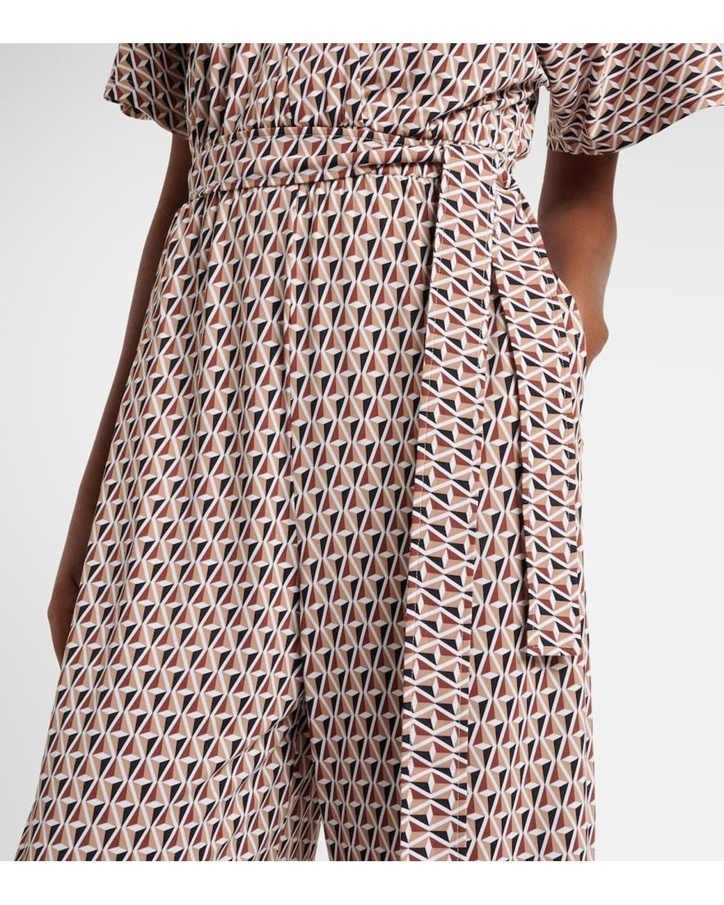Max Mara Natural Belted Printed Jumpsuit