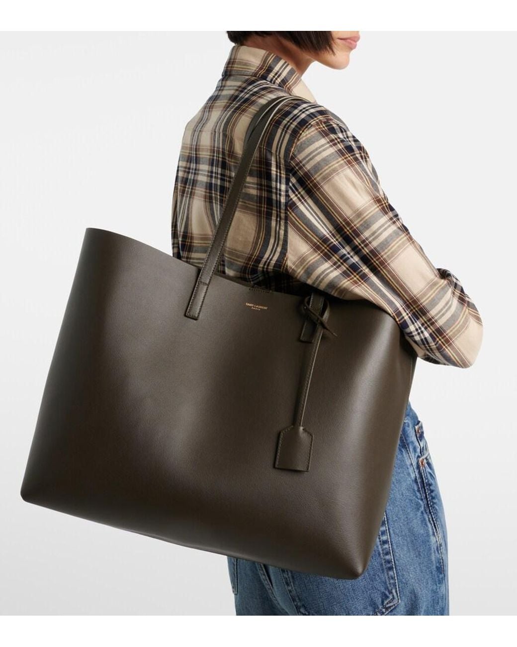 Saint Laurent Black Shopping Large Leather Tote Bag