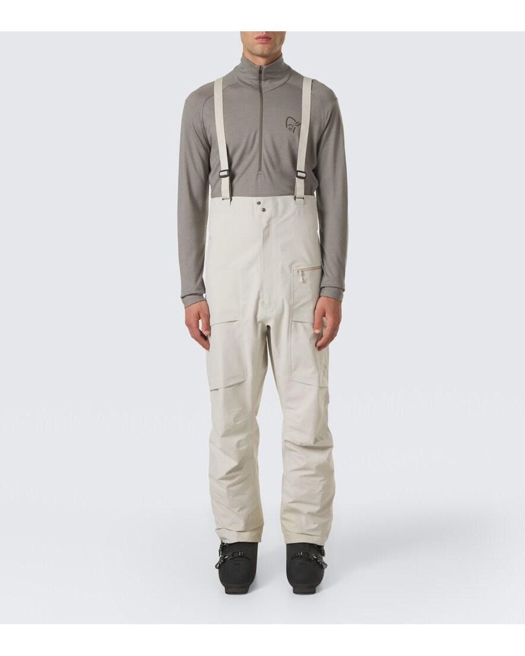 Norrona White More Gore-Tex Ski Salopettes for men
