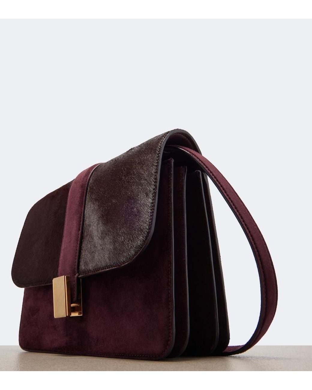 Khaite Purple Blake Medium Calf Hair Crossbody Bag