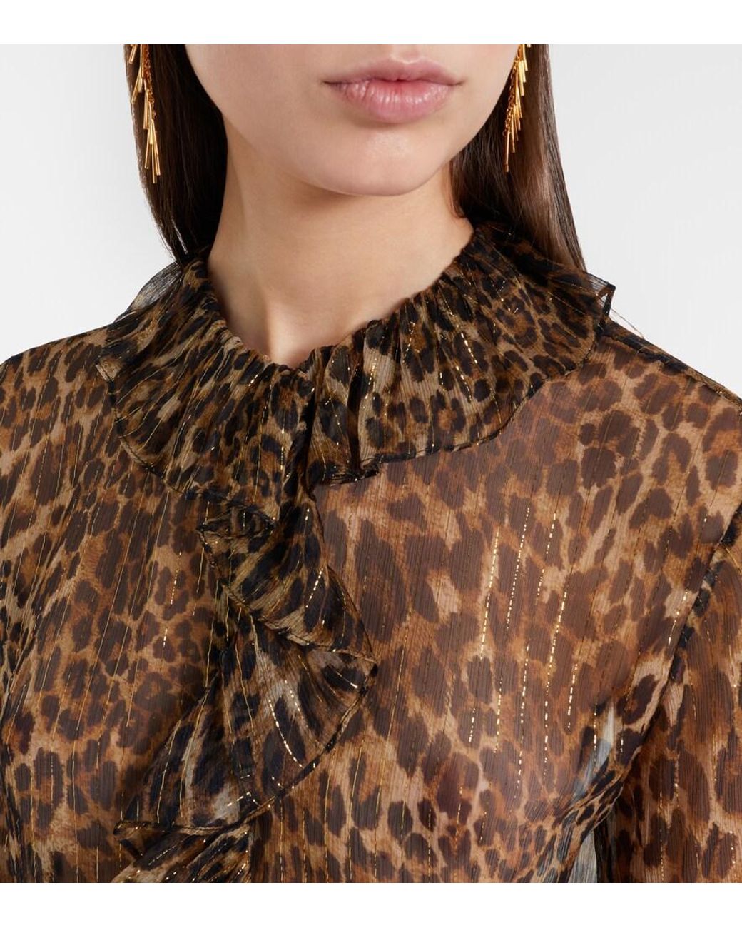 Nili Lotan Brown Cecily Leopard-Print Silk-Blend Blouse