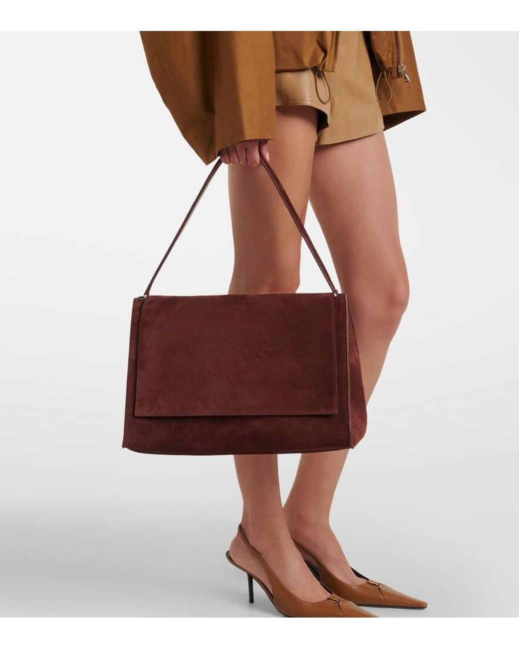 Nour Hammour Red Amal Suede Shoulder Bag