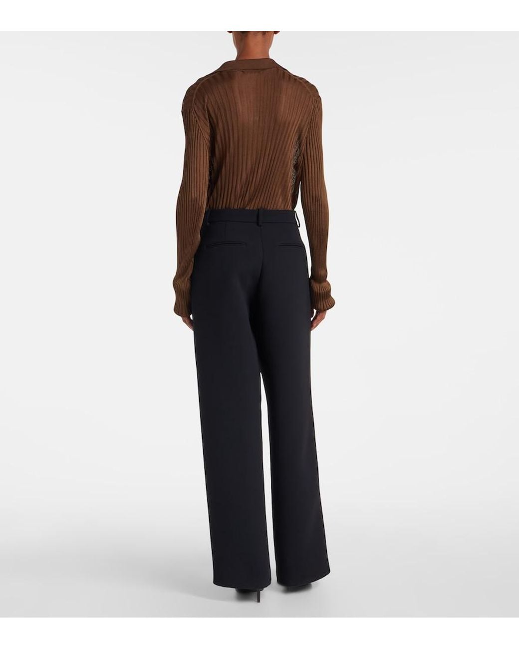 Khaite Blue August High-Rise Wide-Leg Pants