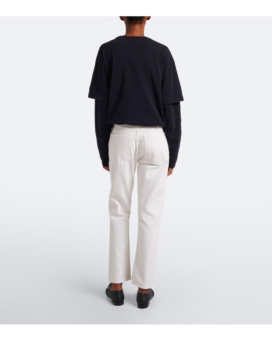 Agolde White Riley Cropped Straight Jeans
