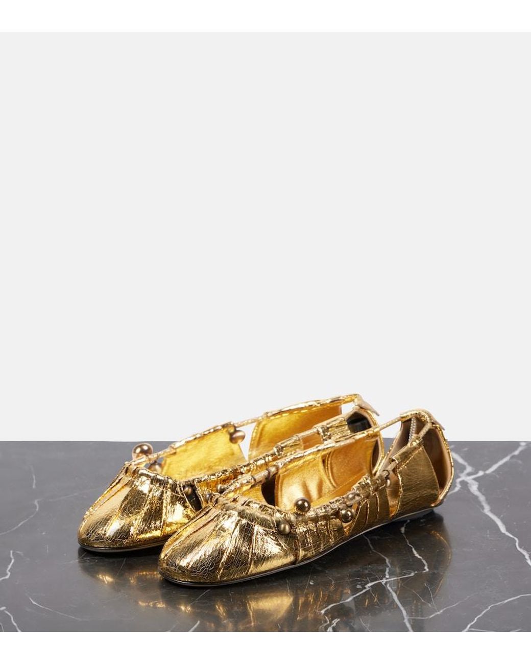 Chloé Luna Cutout Metallic Leather Ballet Flats