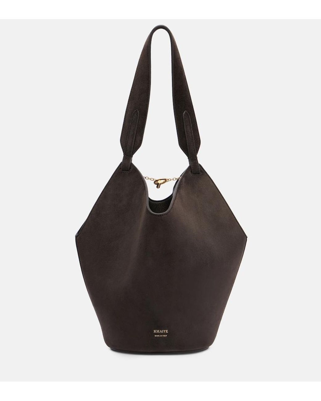 Khaite Black Lotus Mini Suede Tote Bag