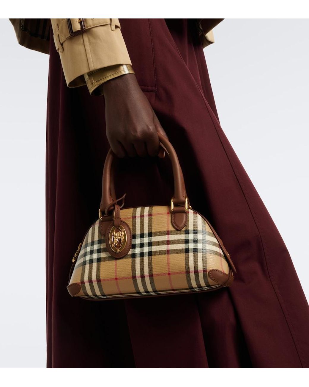 Burberry Brown Primrose Check Mini Top-Handle Bag