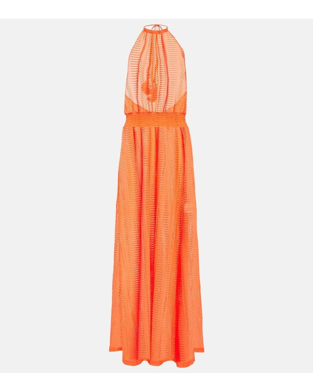 Melissa Odabash Orange Maeva Halter-Neck Maxi Dress