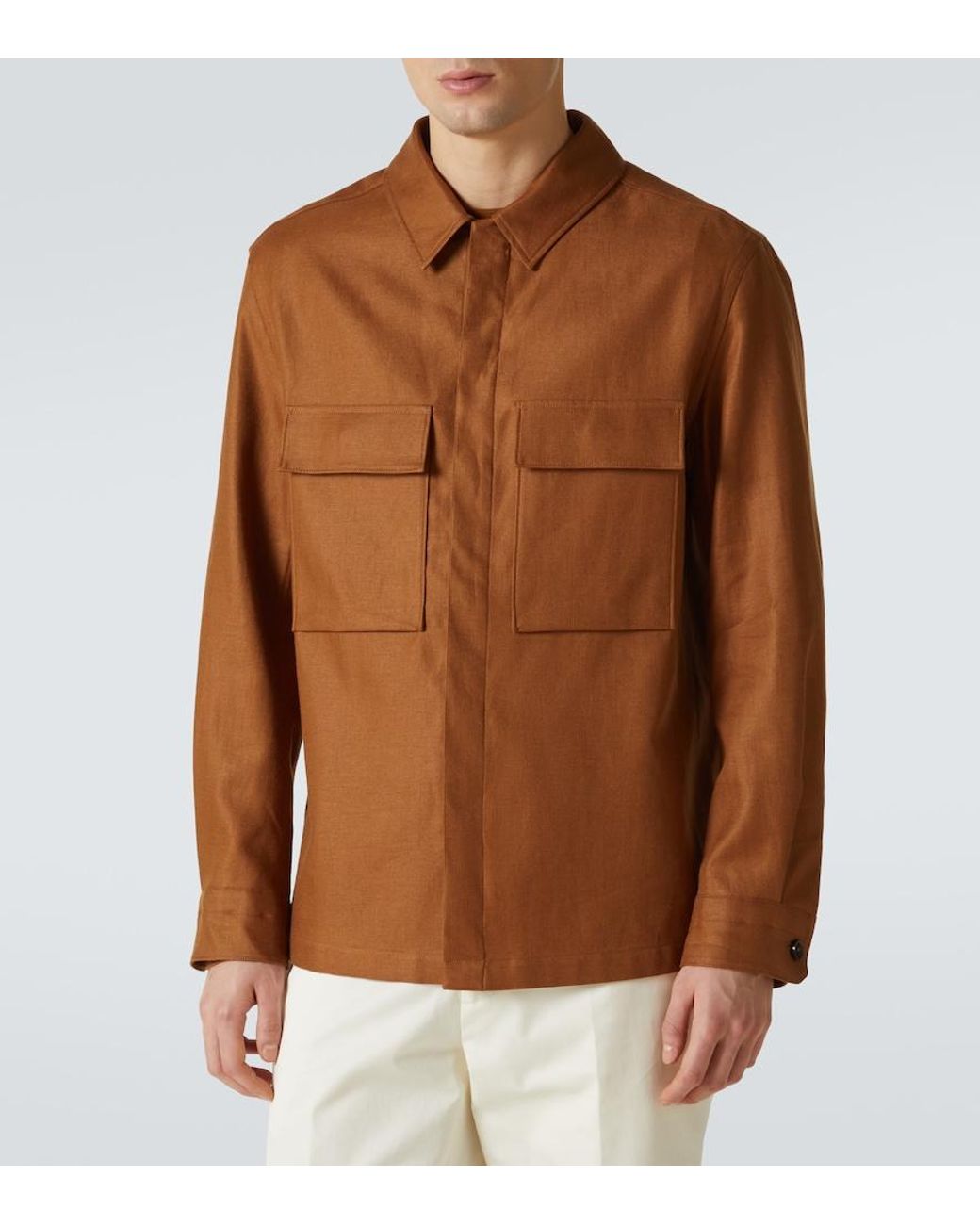 Zegna Brown Linen Shirt for men