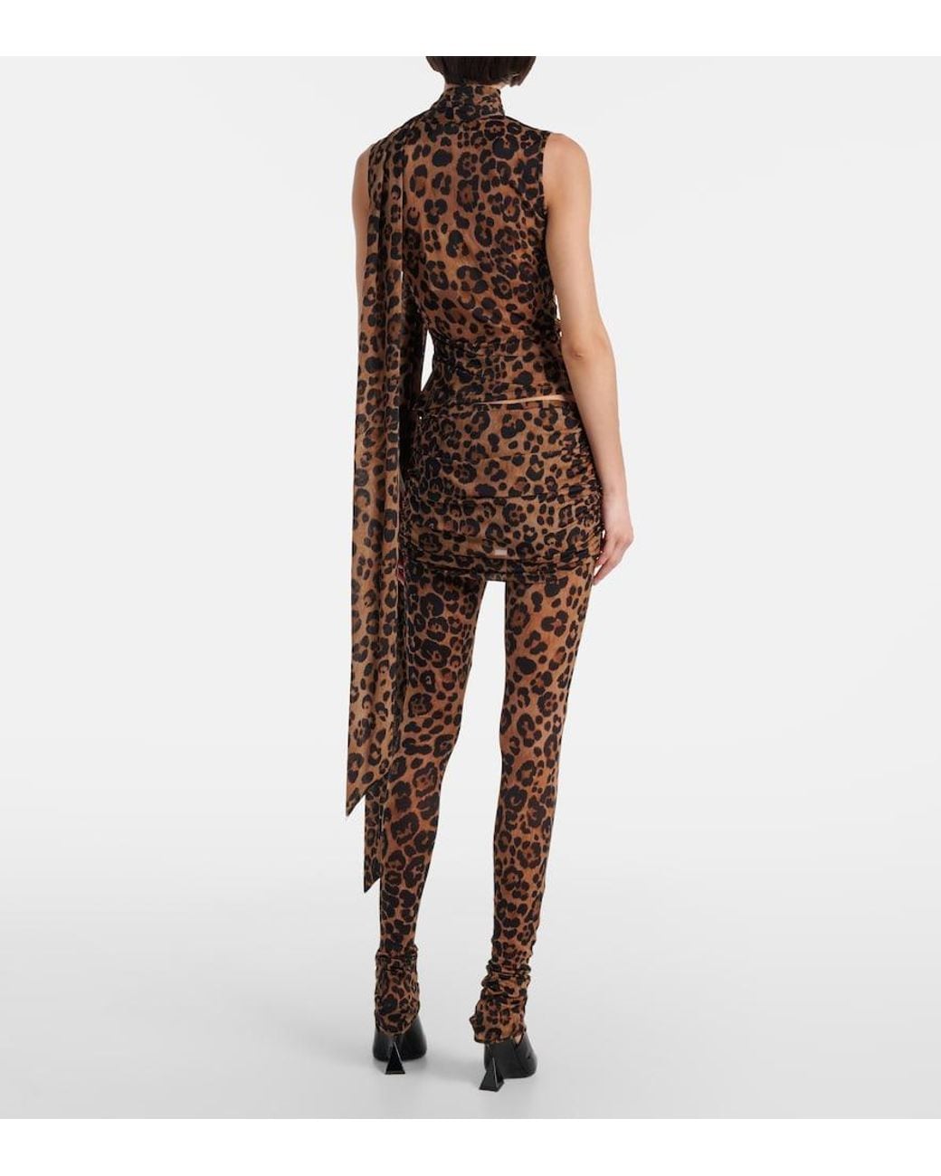 Blumarine Brown Leopard-Printed Jersey Leggings