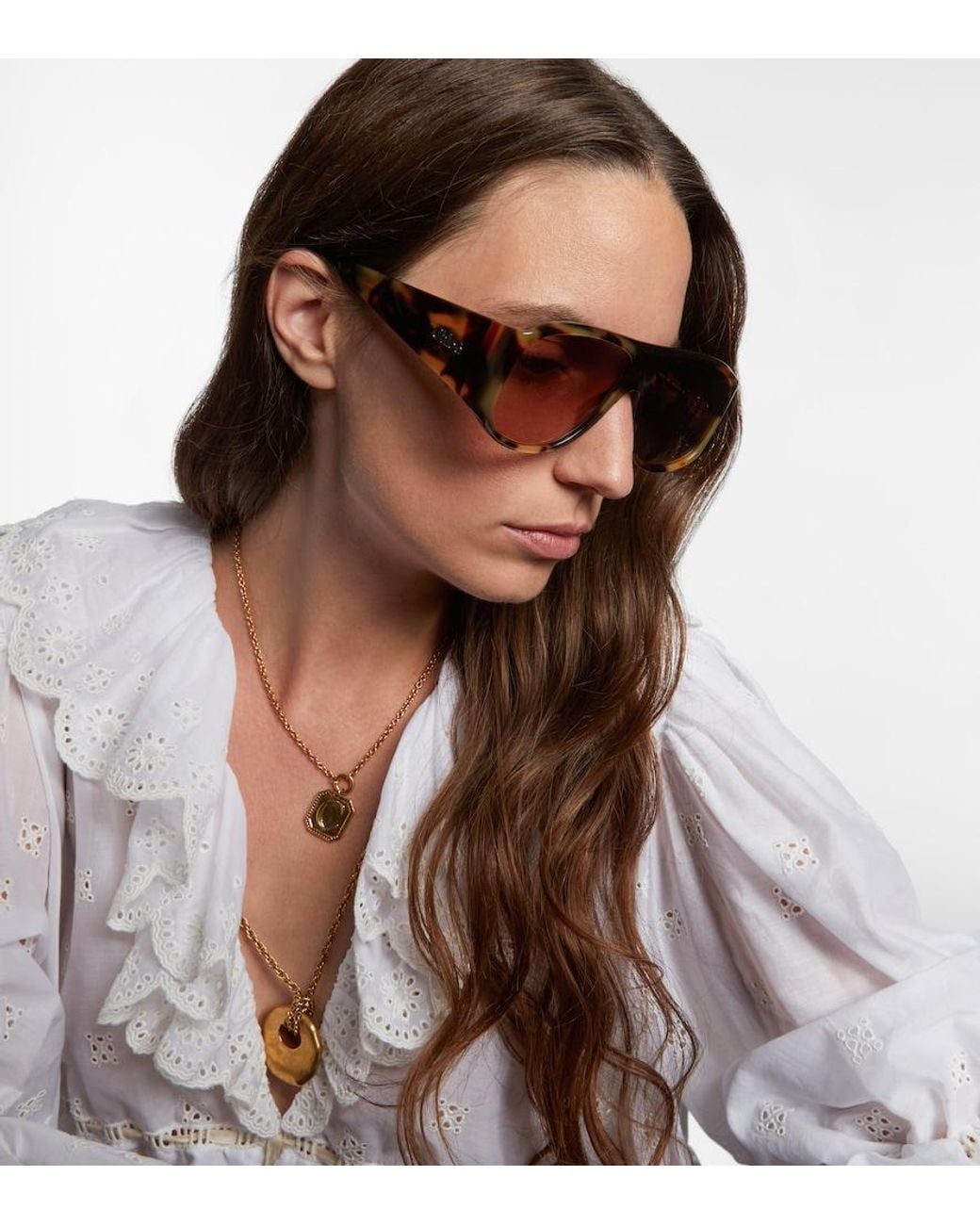 Chloé Brown Logo Oversized Sunglasses