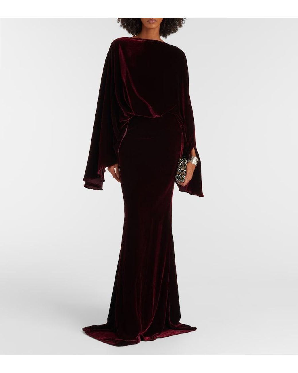Taller Marmo Red Musidora Draped Velvet Gown