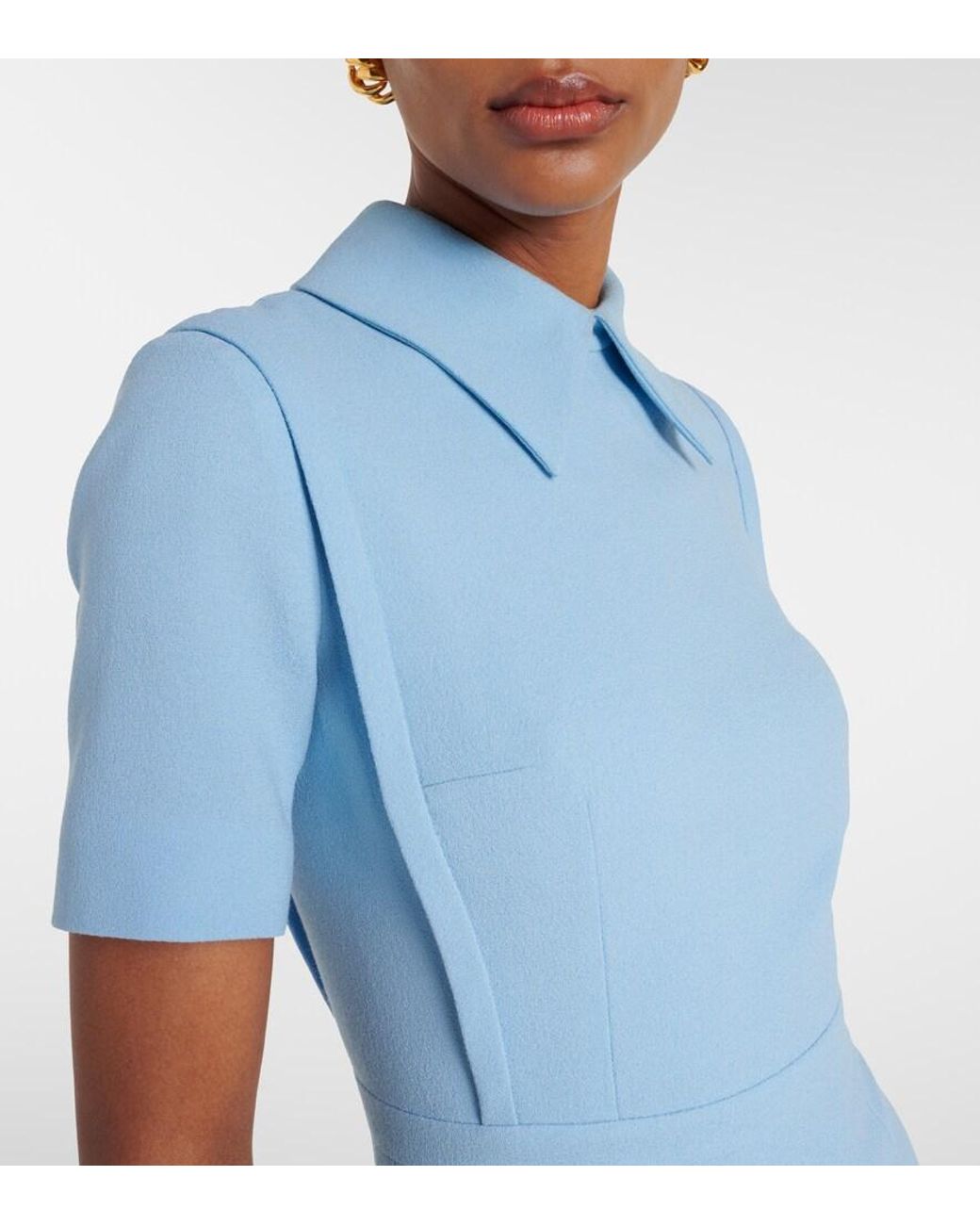 Emilia Wickstead Blue Valletta Wool Cocktail Dress