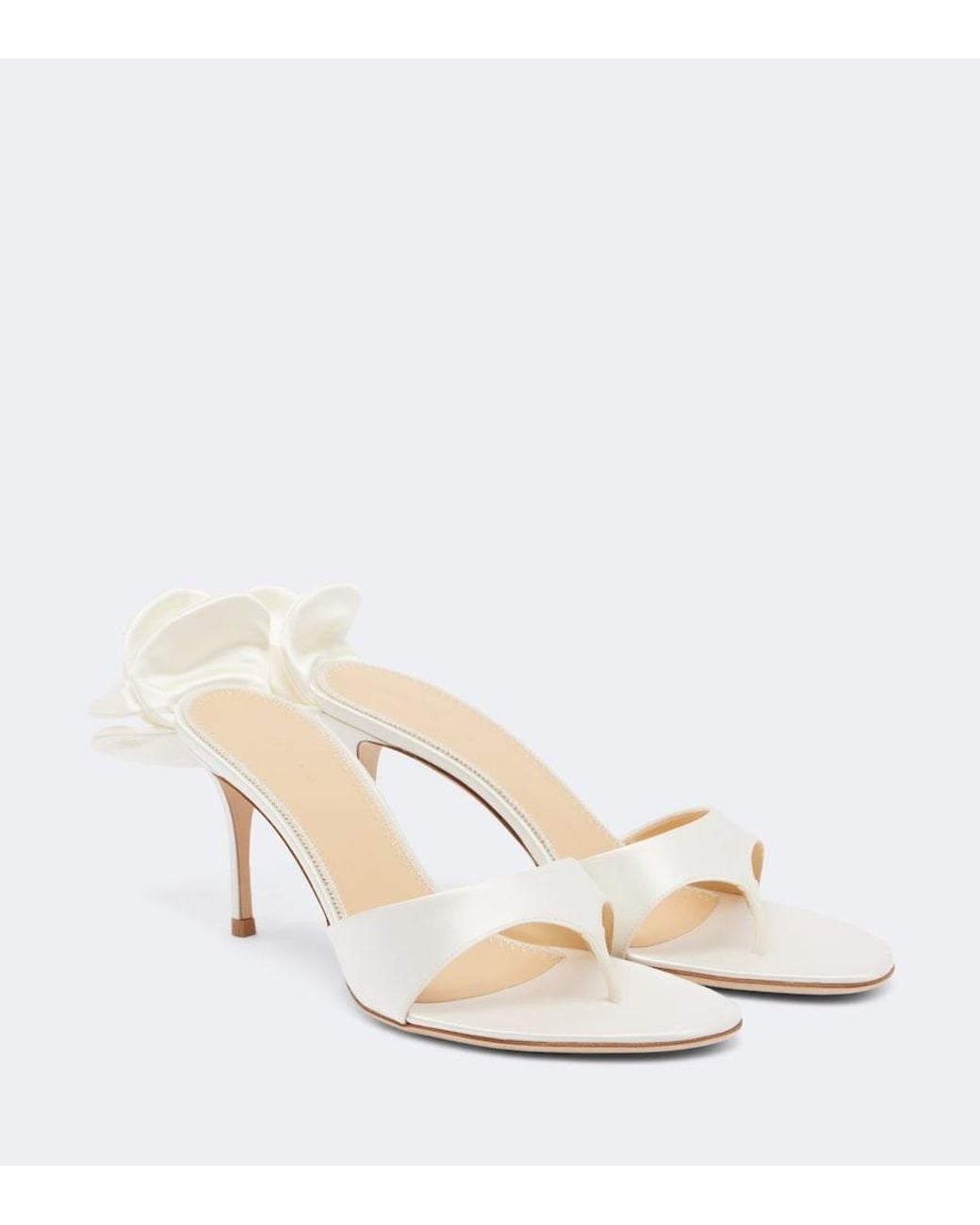Magda Butrym Natural Floral-Applique Satin Thong Sandals