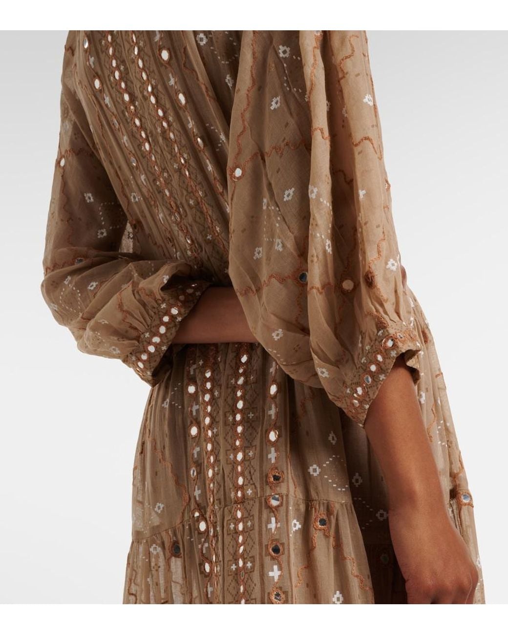 Juliet Dunn Natural Embellished Cotton Maxi Dress