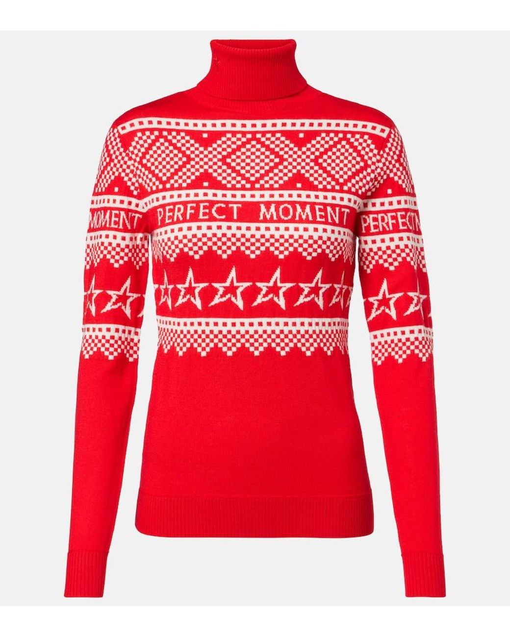 Perfect Moment Red Holiday Roll Neck Sweater