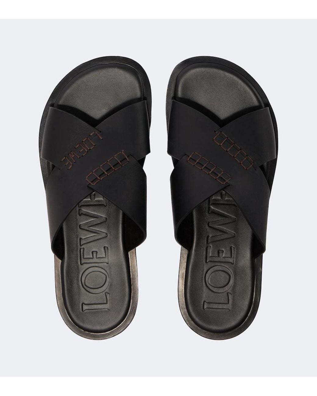 Loewe Black Paula's Ibiza Flex Leather Sandals for men