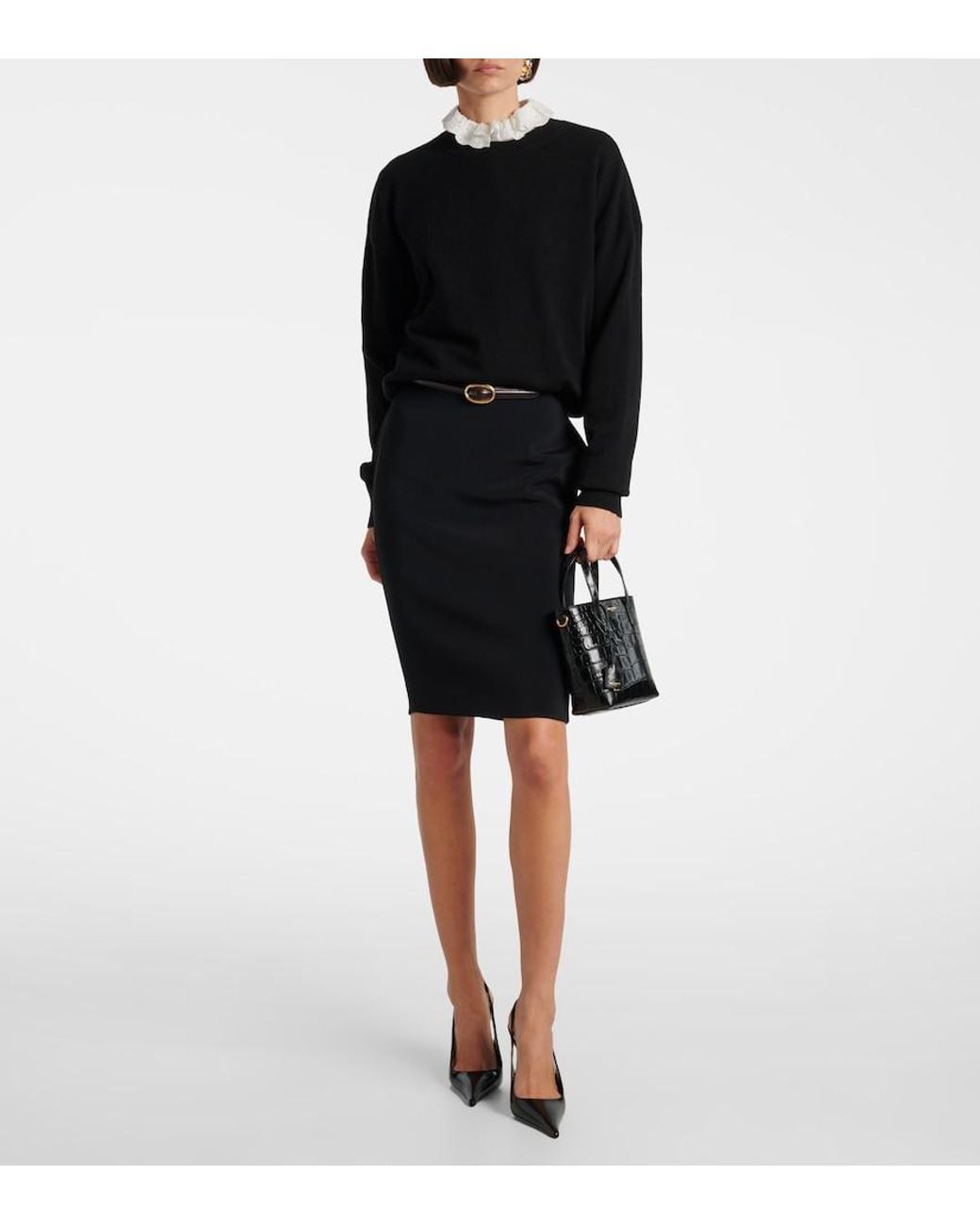 Saint Laurent Black Mini Toy Croc-Embossed Tote Bag