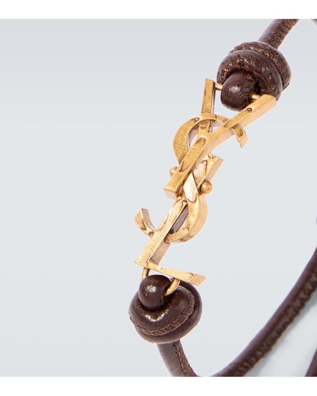 Bracelet Cassandre En Cuir Saint Laurent pour homme en coloris Brown