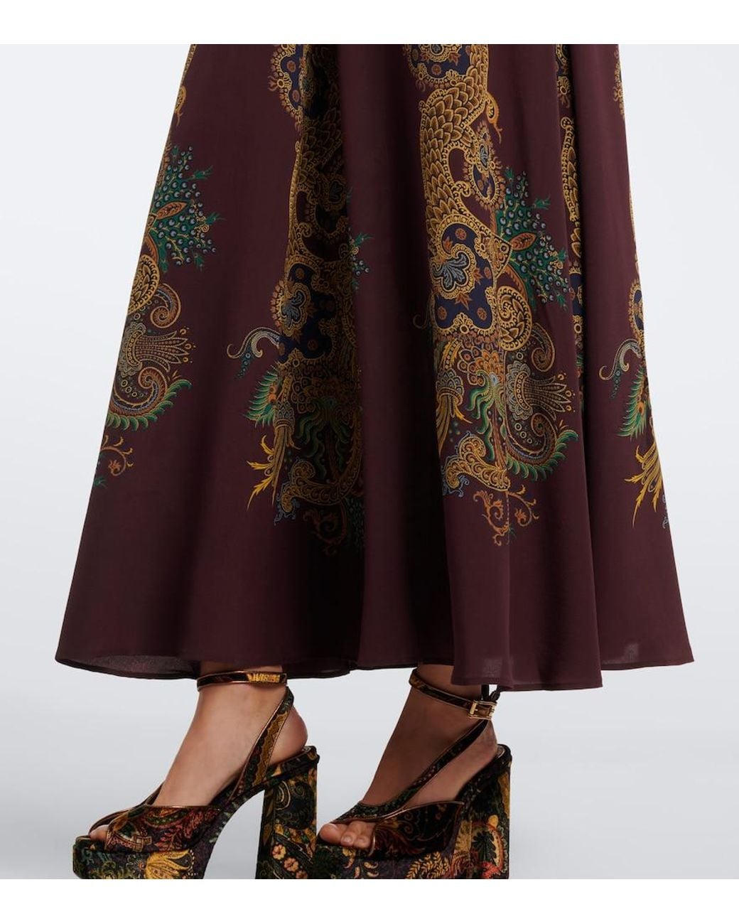 Etro Brown Leopard-Print Tie-Neck Silk Maxi Dress