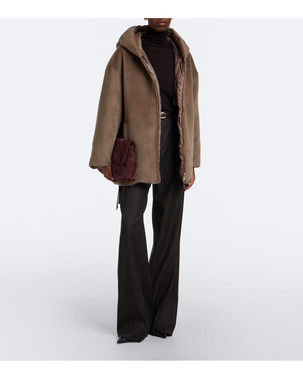 Max Mara Brown The Cube Reversible Alpaca And Wool Down Jacket