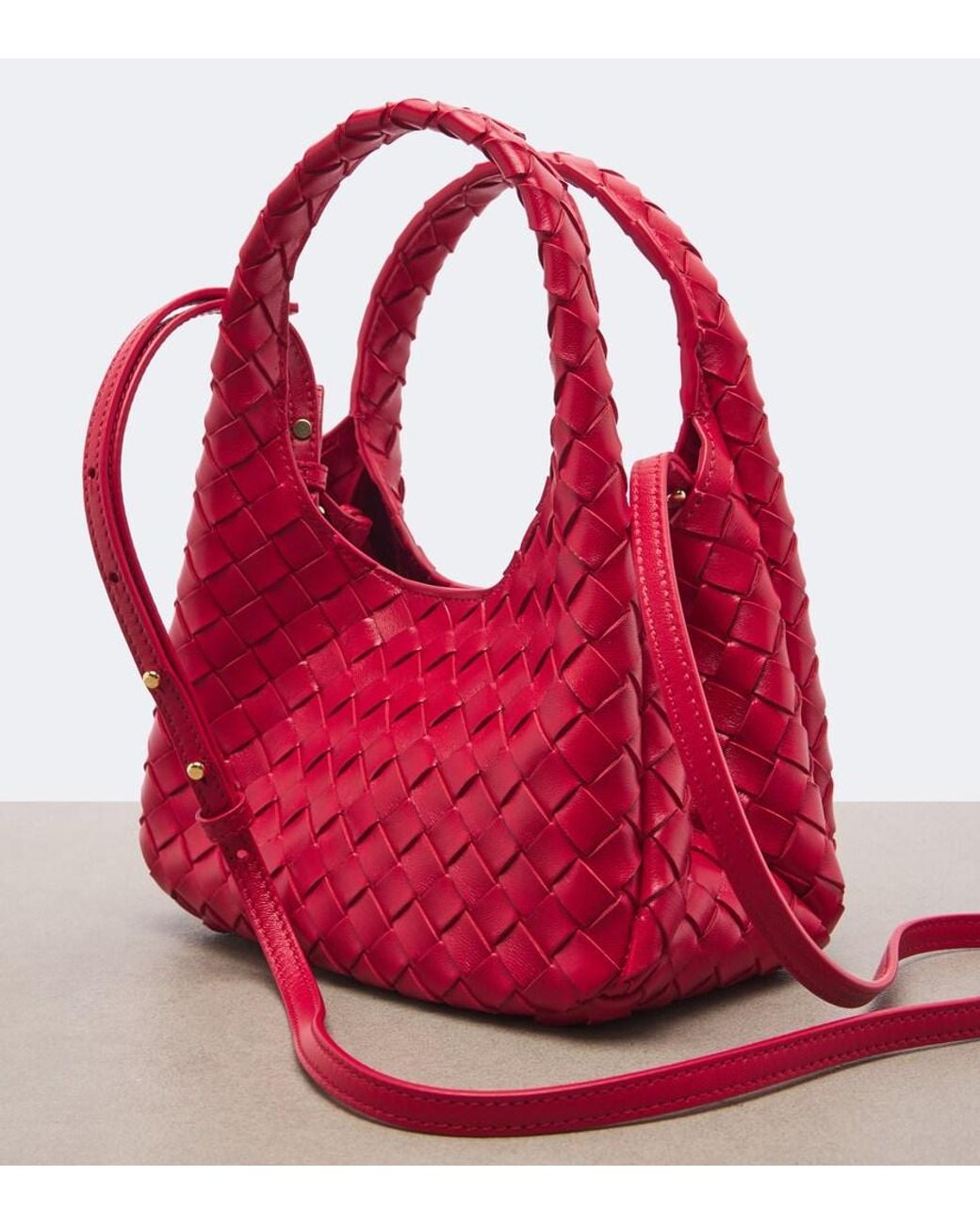 Bottega Veneta Red Baby Campana Leather Top-Handle Bag