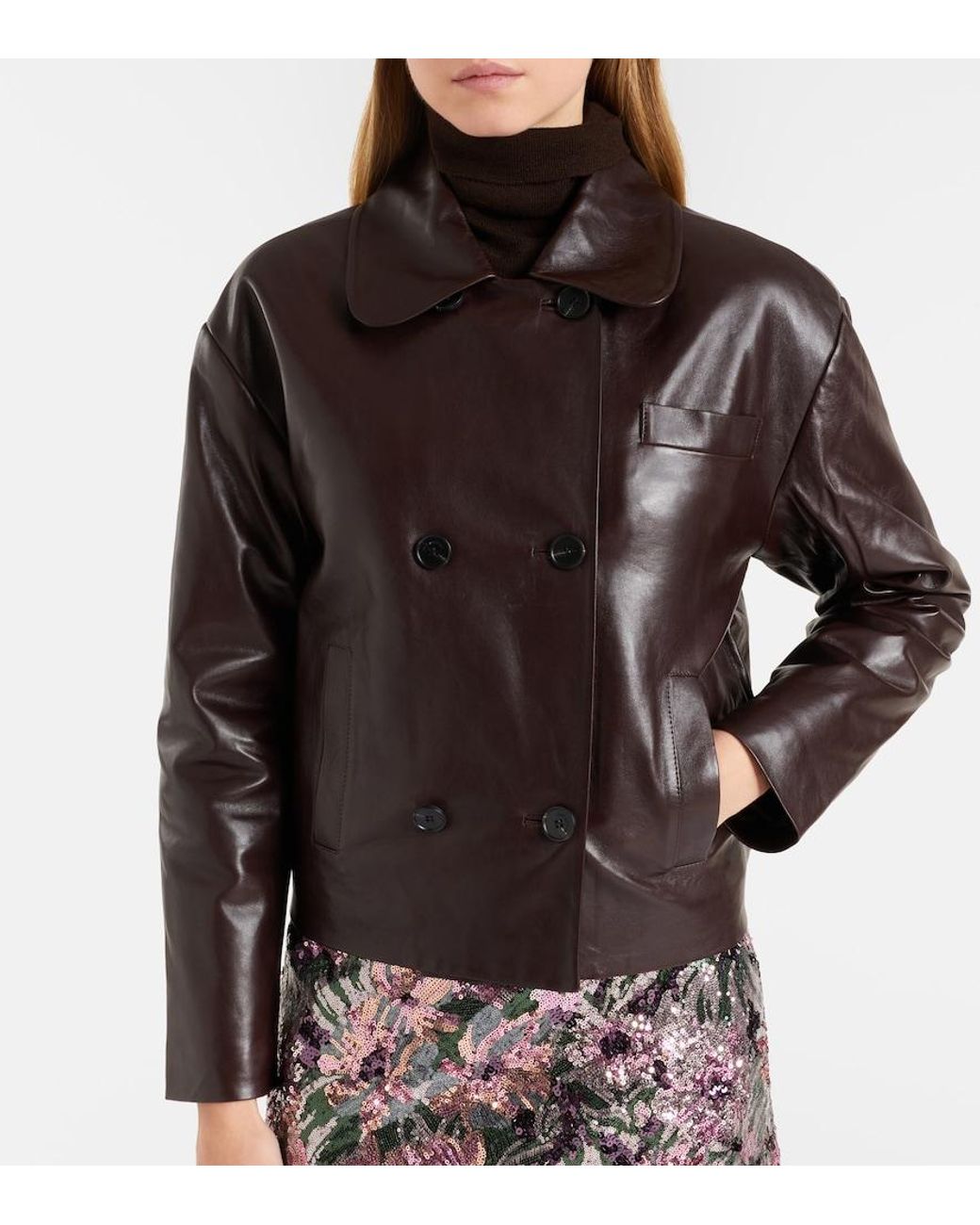 Self-Portrait Black Cropped Leather Jacket