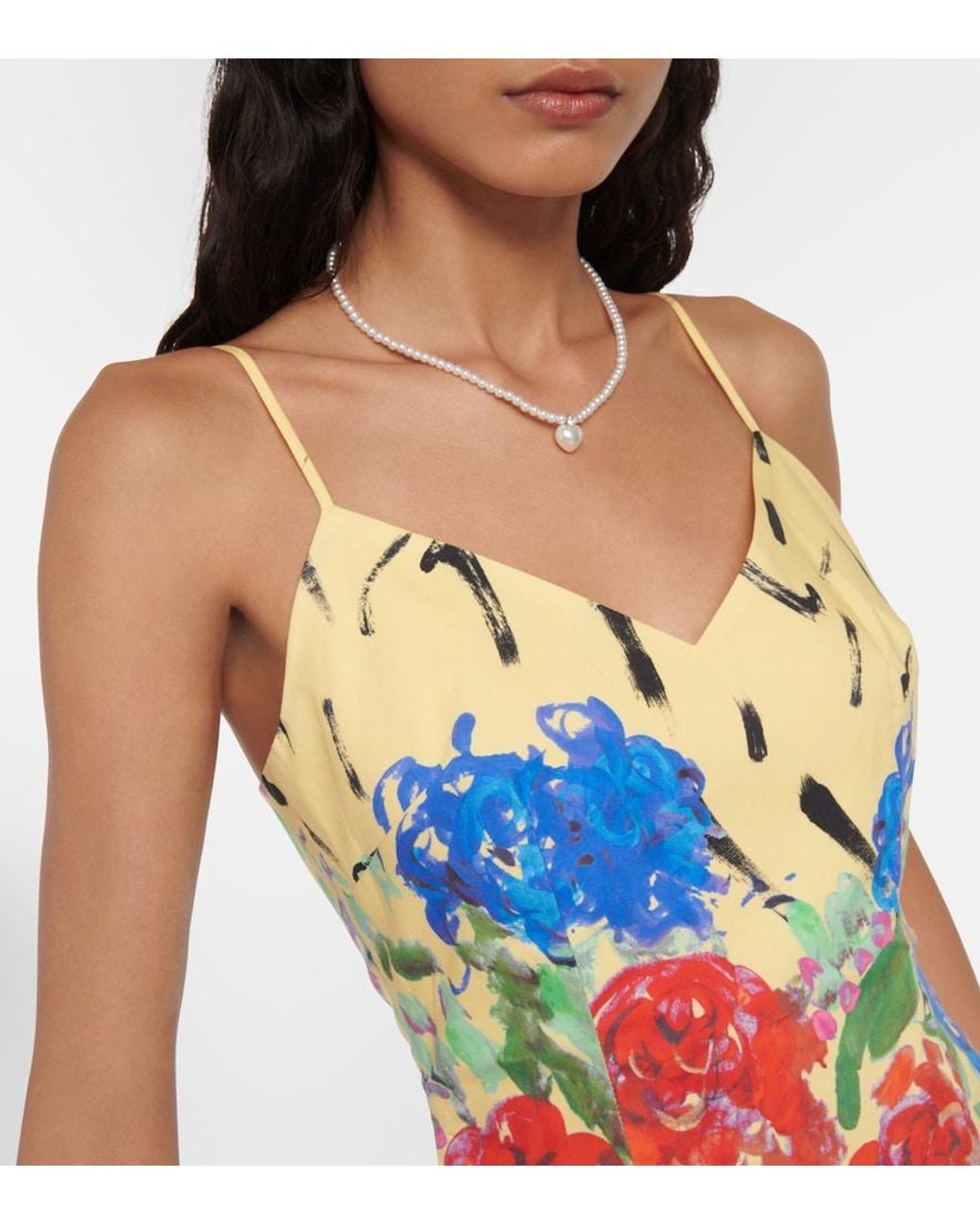 Christopher Kane White Floral Cotton Midi Dress