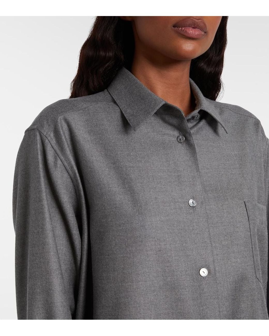 The Row Gray Pino Virgin Wool Shirt