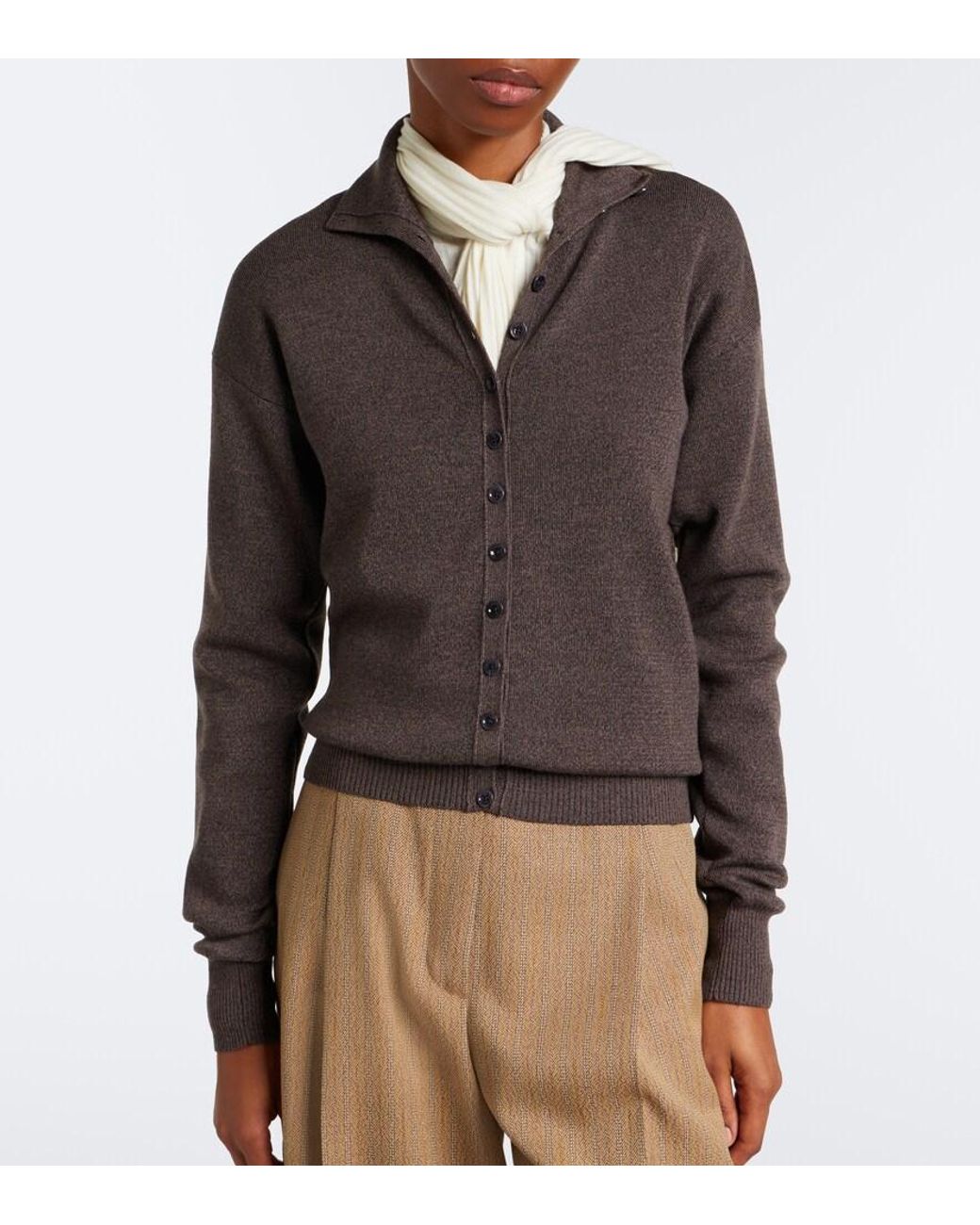 Lemaire Brown Wool Cardigan