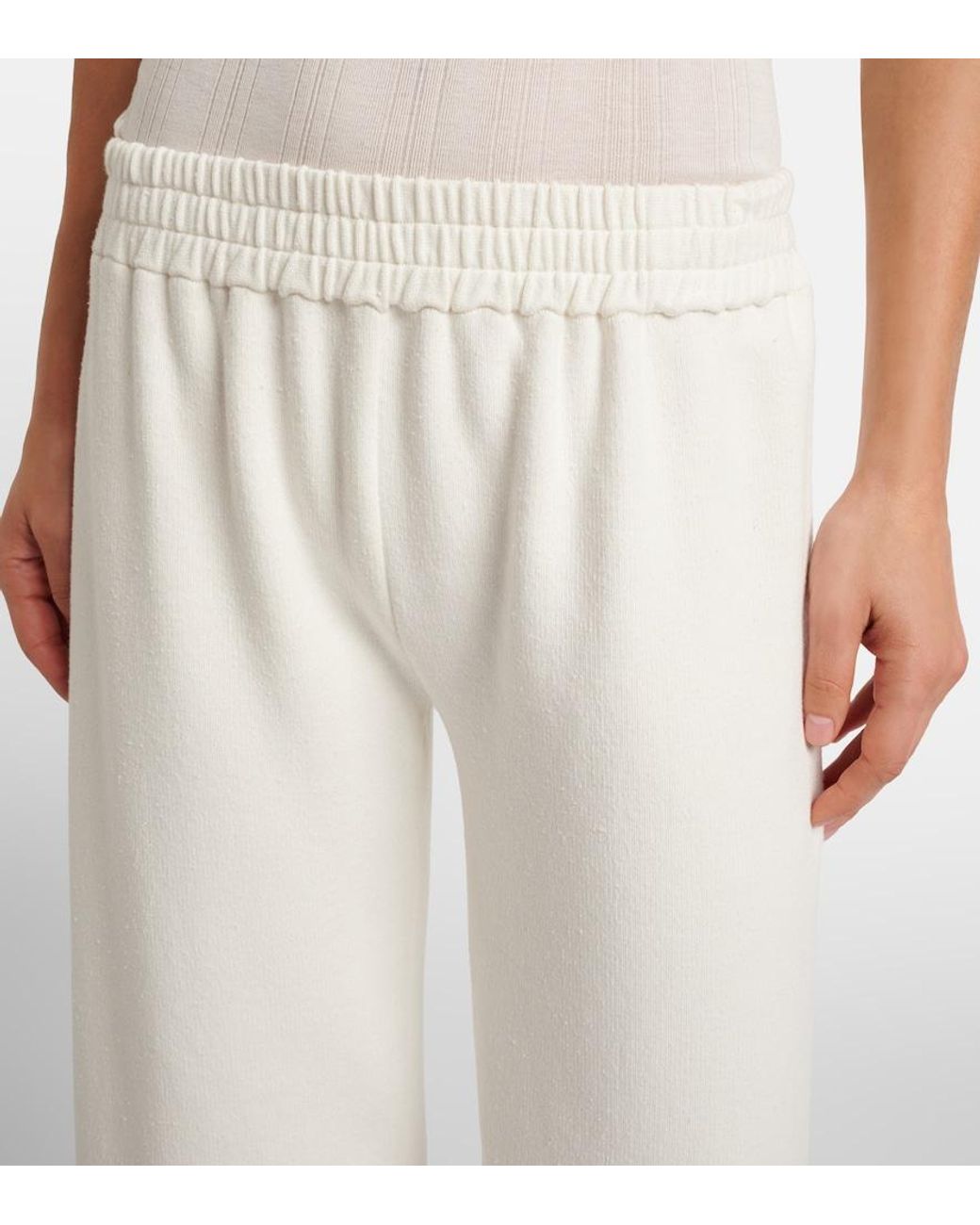 The Row White Ozias Cotton And Silk Cropped Sweatpants