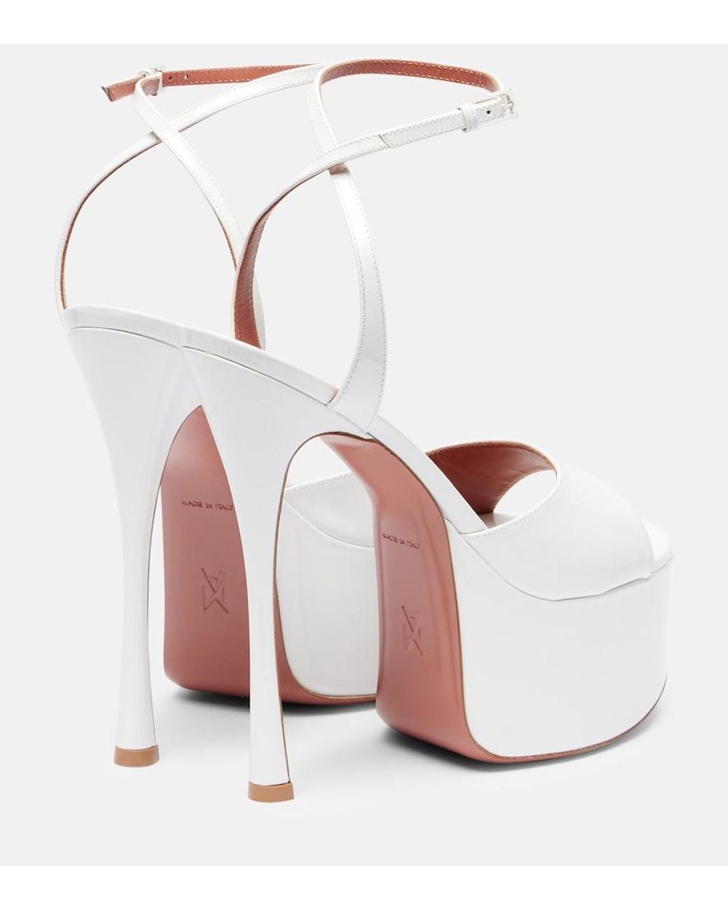 AMINA MUADDI White Aya 155 Patent Leather Platform Sandals