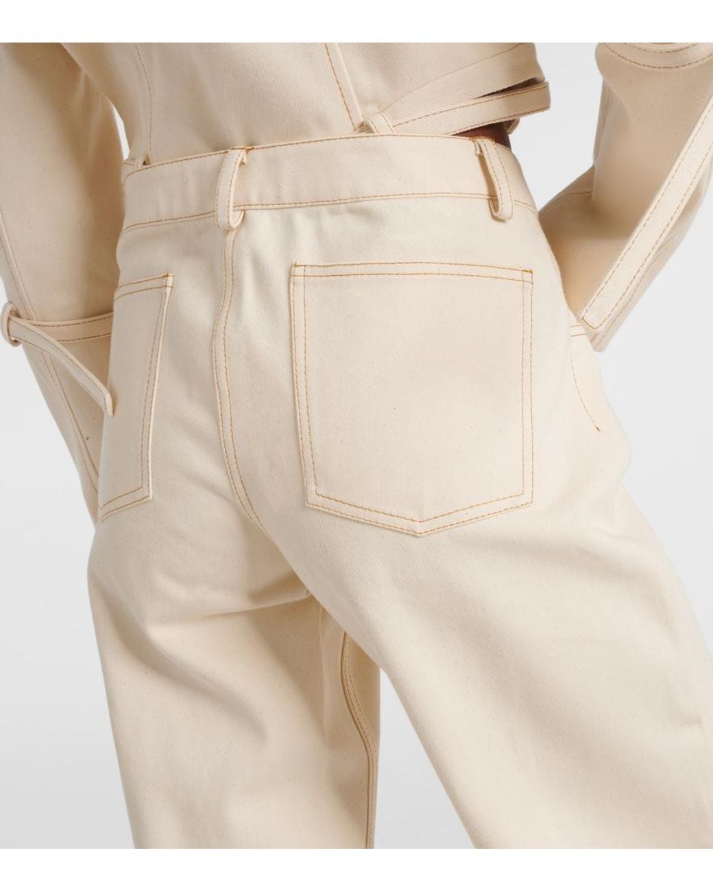 AYA MUSE Natural Tuxis Low-Rise Cotton Wide-Leg Pants