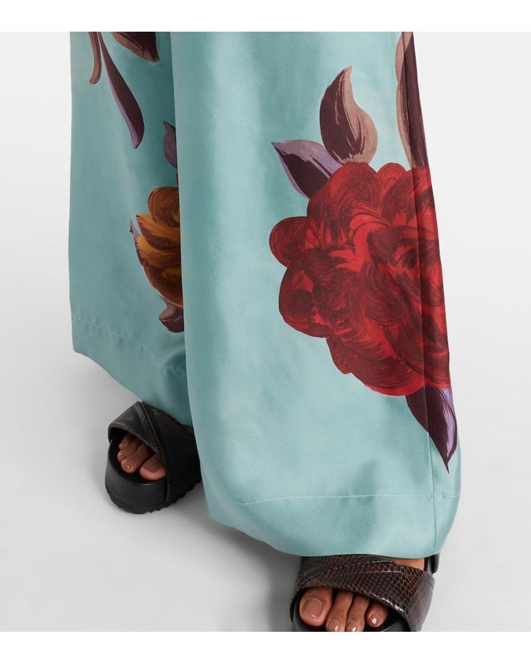 LaDoubleJ Blue Floral Silk Palazzo Pants
