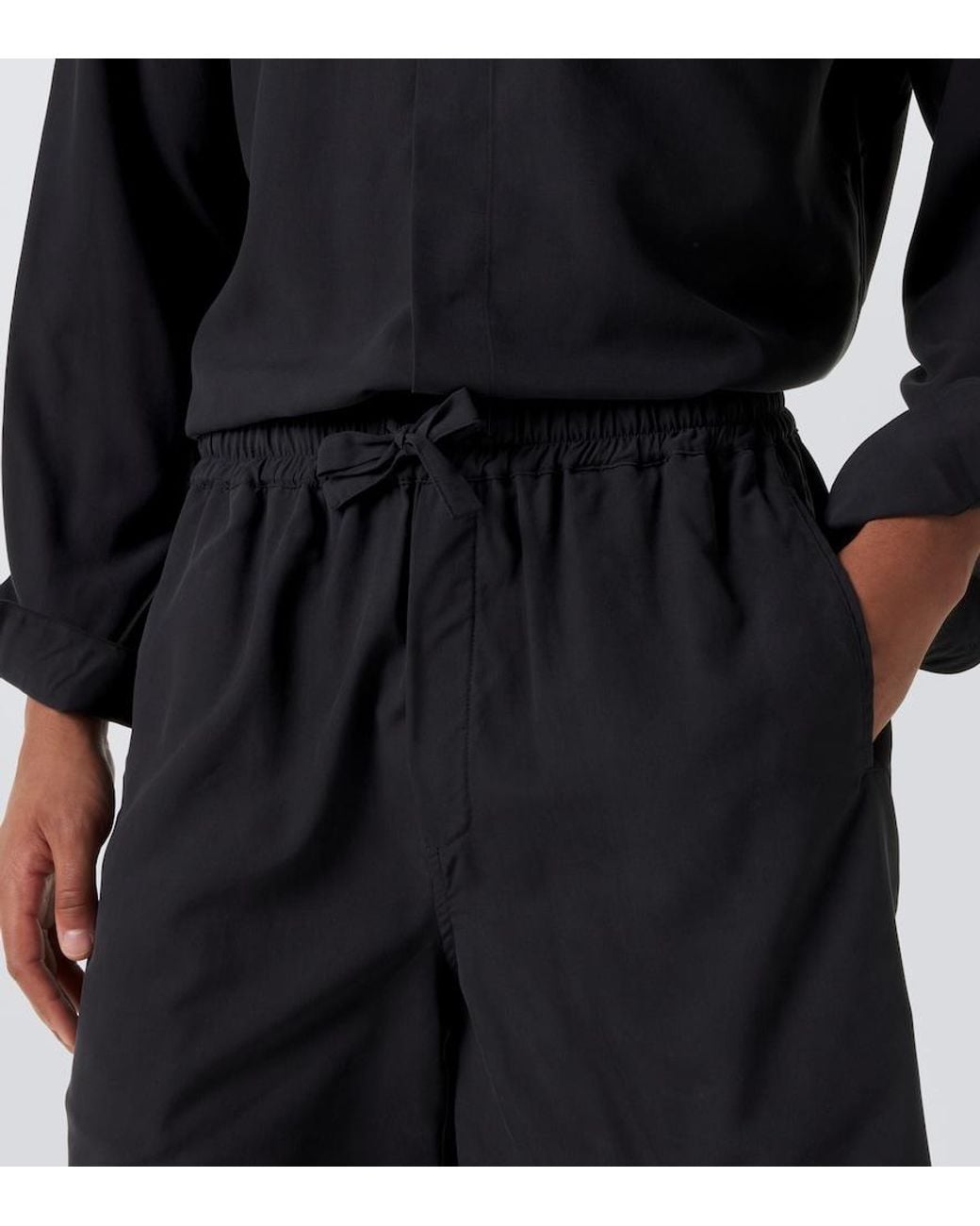 Saman Amel Black Henri Silk Shorts for men