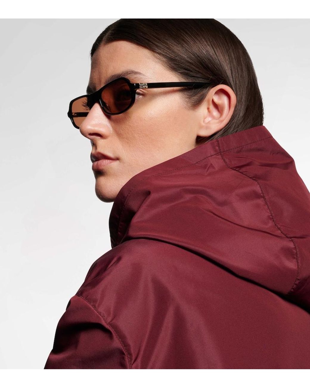 Miu Miu Brown Logo Rectangular Sunglasses