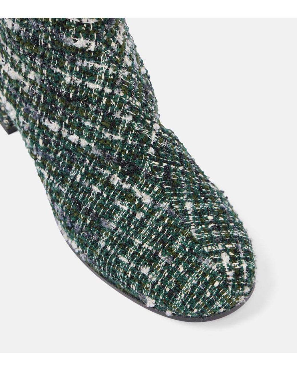 Gianvito Rossi Green Joelle 45 Boucle Tweed Ankle Boots