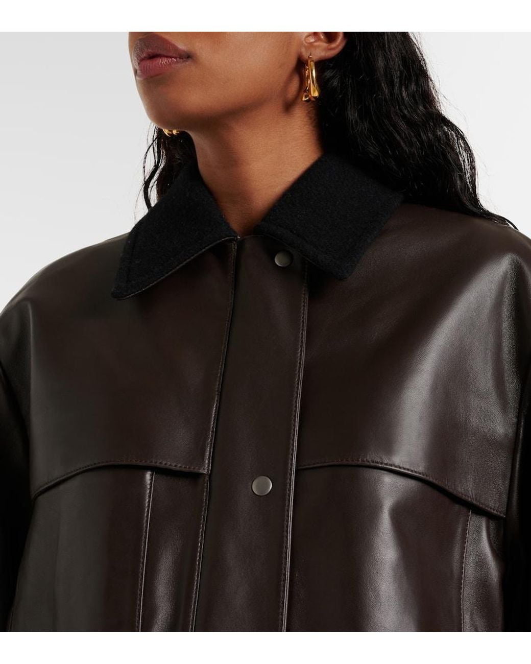 Vince Black Wool-Trimmed Leather Jacket