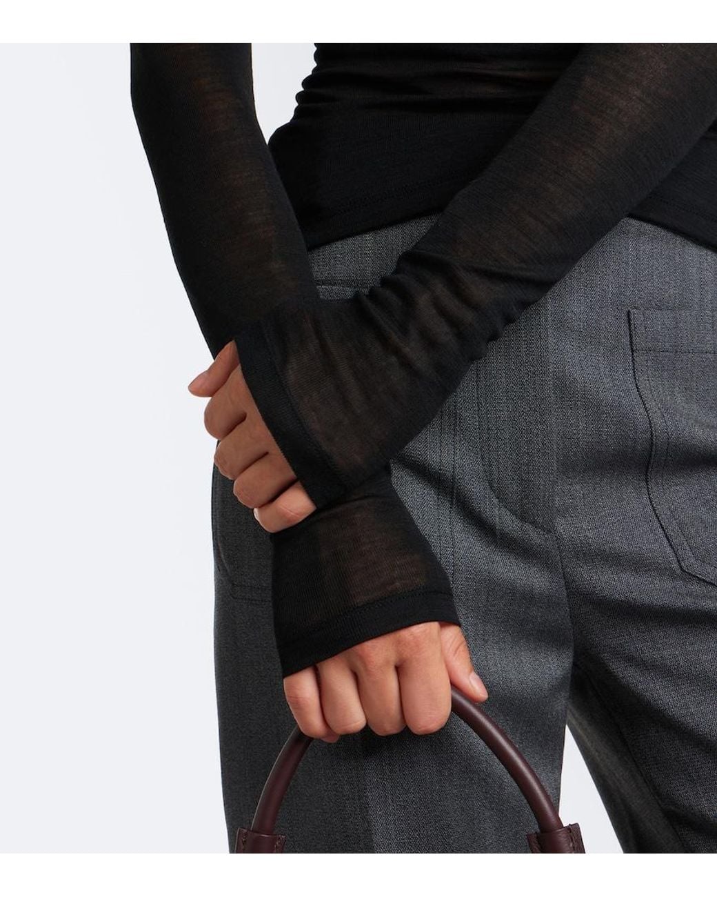 Victoria Beckham Black Draped Jersey Top
